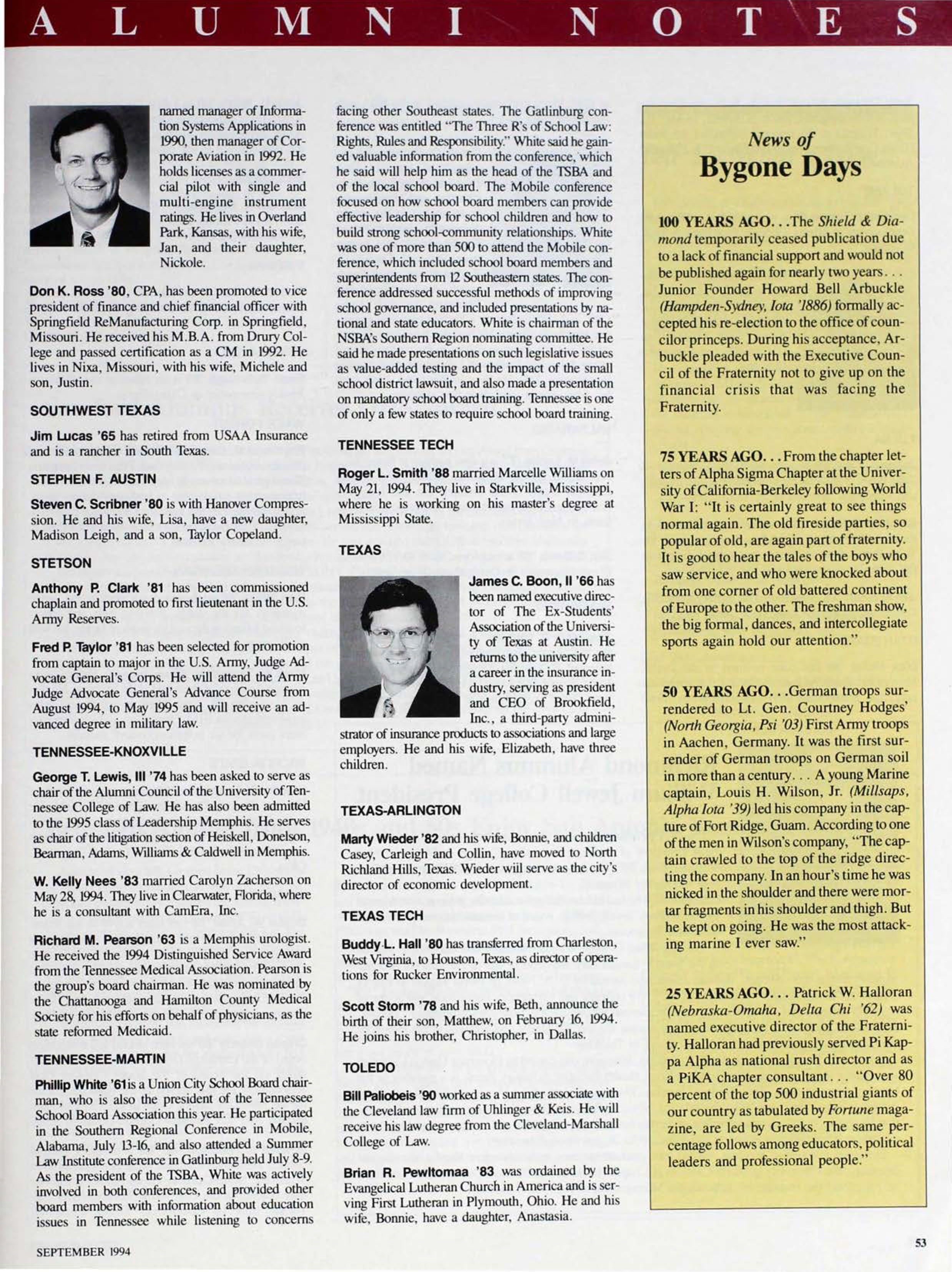 News of Bygone Days, September 1994